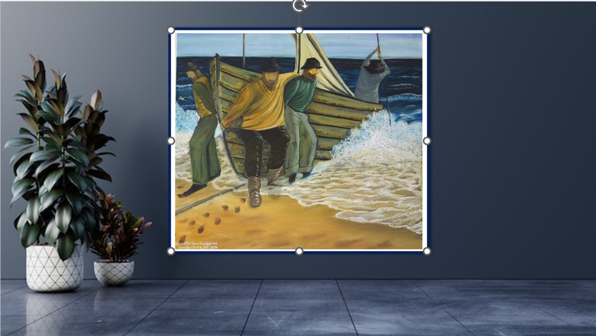 The boat is put in the lake Art Prints