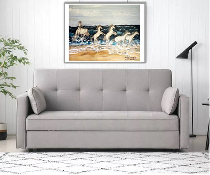 5 Horses running on the beach - Darshjit Venugopal Art Prints