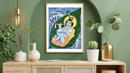 Banyan Leaf Krishna – Harinipriya Art Prints