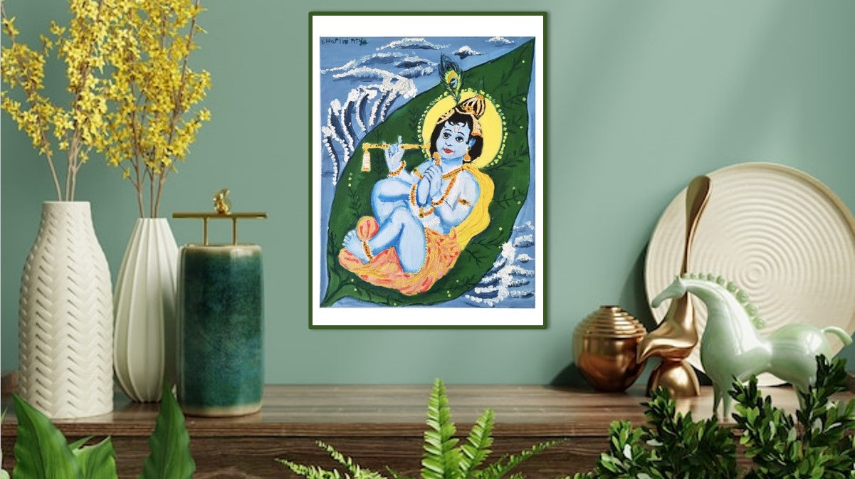 Banyan Leaf Krishna – Harinipriya Art Prints