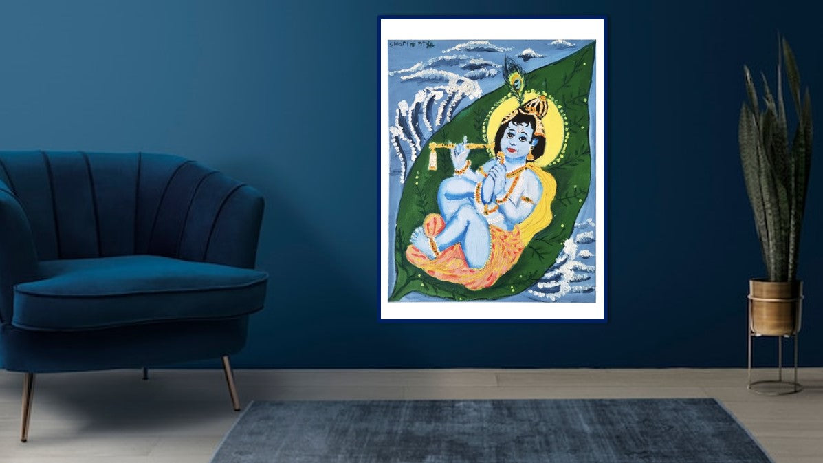 Banyan Leaf Krishna – Harinipriya Art Prints