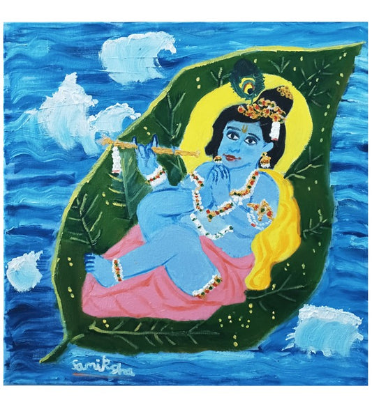 Banyan Leaf Krishna - Samiksha Valmiki 13x18 cm Art Prints